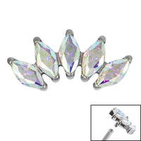 Titanium Claw Set 5 CZ Jewel Marquise Fan for Internal Thread shafts in 1.2mm