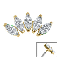 Titanium Claw Set 5 CZ Jewel Marquise Fan for Internal Thread shafts in 1.2mm