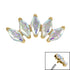 Titanium Claw Set 5 CZ Jewel Marquise Fan for Internal Thread shafts in 1.2mm