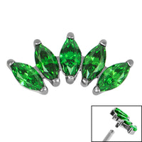 Titanium Claw Set 5 CZ Jewel Marquise Fan for Internal Thread shafts in 1.2mm