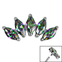 Titanium Claw Set 5 CZ Jewel Marquise Fan for Internal Thread shafts in 1.2mm