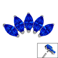 Titanium Claw Set 5 CZ Jewel Marquise Fan for Internal Thread shafts in 1.2mm
