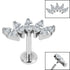 Titanium Internally Threaded Labrets 1.2mm - Titanium Claw Set 5 CZ Jewel Marquise Fan