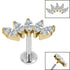 Titanium Internally Threaded Labrets 1.2mm - Gold Titanium Claw Set 5 CZ Jewel Marquise Fan