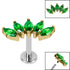 Titanium Internally Threaded Labrets 1.2mm - Gold Titanium Claw Set 5 CZ Jewel Marquise Fan