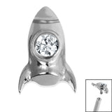 Titanium Bezel Set Jewelled Rocket Ship for Internal Thread Shafts in 1.2mm