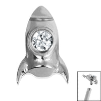Titanium Bezel Set Jewelled Rocket Ship for Internal Thread Shafts in 1.2mm