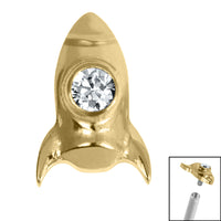 Titanium Bezel Set Jewelled Rocket Ship for Internal Thread Shafts in 1.2mm