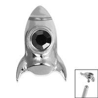 Titanium Bezel Set Jewelled Rocket Ship for Internal Thread Shafts in 1.2mm
