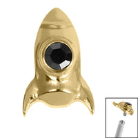 Titanium Bezel Set Jewelled Rocket Ship for Internal Thread Shafts in 1.2mm