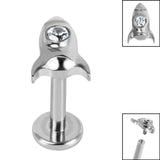 Titanium Internally Threaded Labrets 1.2mm - Titanium Bezel Set Jewelled Rocket Ship