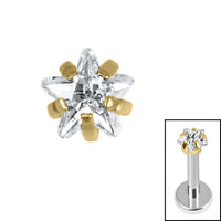 Titanium Claw Set CZ Jewelled Star for Internal Thread Shafts in 1.2mm