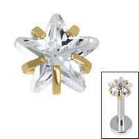 Titanium Claw Set CZ Jewelled Star for Internal Thread Shafts in 1.2mm