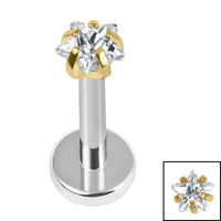 Titanium Internally Threaded Labrets 1.2mm - Titanium 3mm Claw Set CZ Jewelled Star
