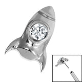 Titanium Threadless (Bend fit) Titanium Bezel Set Jewelled Rocket