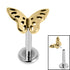 Titanium Threadless Labrets - Titanium (Bend-fit) Fluttering Butterfly