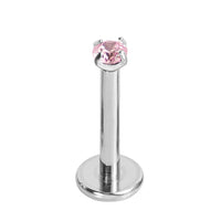 Titanium Threadless Labrets - Titanium (Bend-fit) Claw Set CZ Jewels 1.2mm Gauge - 5-7mm length
