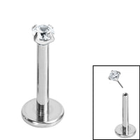 Titanium Threadless Labrets - Titanium (Bend-fit) Claw Set CZ Jewels 1.2mm Gauge - 8-10mm length