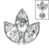 Titanium Claw Set Marquise Jewelled Leaves Trio Top for Internal Thread shafts in 1.2mm