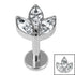 Titanium Internally Threaded Labrets 1.2mm - Titanium Claw Set Marquise Jewelled Leaves Trio