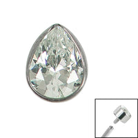 Titanium Bezel Set Jewelled Pear Top for Internal Thread shafts in 1.2mm