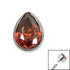 Titanium Bezel Set Jewelled Pear Top for Internal Thread shafts in 1.2mm