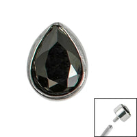 Titanium Bezel Set Jewelled Pear Top for Internal Thread shafts in 1.2mm