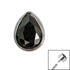 Titanium Bezel Set Jewelled Pear Top for Internal Thread shafts in 1.2mm
