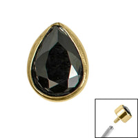 Titanium Bezel Set Jewelled Pear Top for Internal Thread shafts in 1.2mm