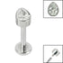 Titanium Internally Threaded Labrets 1.2mm - Titanium Bezel Set Jewelled Pear