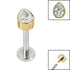 Titanium Internally Threaded Labrets 1.2mm - Titanium Bezel Set Jewelled Pear