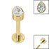 Titanium Internally Threaded Labrets 1.2mm - Titanium Bezel Set Jewelled Pear