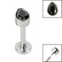 Titanium Internally Threaded Labrets 1.2mm - Titanium Bezel Set Jewelled Pear