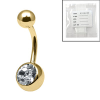 Sterile Gold Titanium Jewelled Belly Bars