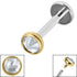 Titanium Internally Threaded Labrets 1.2mm - Gold Titanium Jewelled Disk
