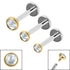 Titanium Triple Piercing with Titanium Tops - Internally Threaded Jewelled Disk Labrets 1.2mm