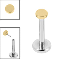 Titanium Threadless Labrets - Gold Titanium (Bend/Push fit) Disk