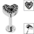 Titanium Internally Threaded Labrets 1.2mm - Titanium Jewelled Heart with Pave Set Edge