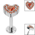 Titanium Internally Threaded Labrets 1.2mm - Titanium Jewelled Heart with Pave Set Edge