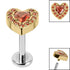 Titanium Internally Threaded Labrets 1.2mm - Titanium Jewelled Heart with Pave Set Edge