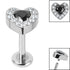 Titanium Internally Threaded Labrets 1.2mm - Titanium Jewelled Heart with Pave Set Edge