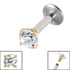 Titanium Internally Threaded Labrets 1.6mm - Titanium Claw Set Round Jewel