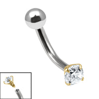 Titanium Internally Threaded Curved Bar 1.6mm - Titanium Claw Set Round Jewel
