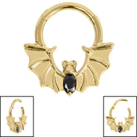 Titanium Flying Jewelled Vampire Bat Hinged Clicker Ring