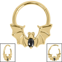 Titanium Flying Jewelled Vampire Bat Hinged Clicker Ring