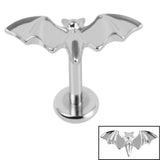 Titanium Internally Threaded Labrets 1.2mm - Titanium Flying Vampire Bat