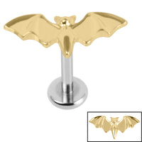 Titanium Internally Threaded Labrets 1.2mm - Titanium Flying Vampire Bat