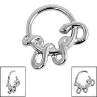 Titanium Coiled Snake Hinged Clicker Ring