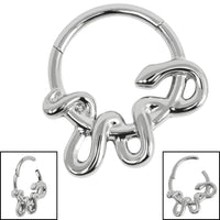 Titanium Coiled Snake Hinged Clicker Ring