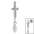 Titanium Mini Dagger with Marquise Drop Gem Top for Internal Thread shafts in 1.2mm